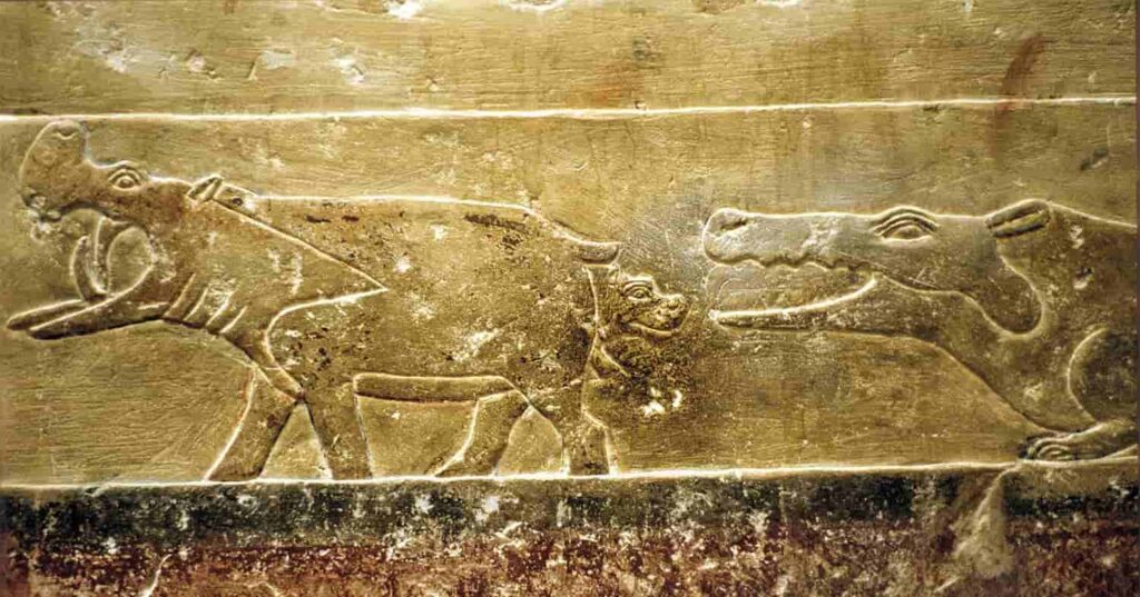 装飾模様　古代エジプト　カバ　ワニ